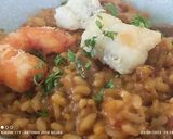Foto del paso 10 de la receta: Arroz cremoso de setas, con rape y langostinos crujientes 😘😘, aromatizado con salsa de trufas