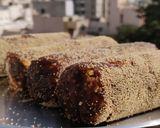 A picture of step 3 of Khajoor rolls.