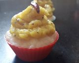 A picture of step 4 of Rava idli cup cake with masala aloo frosting.
