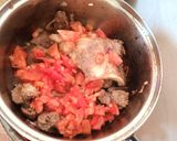 A picture of step 5 of Matoke and beef.