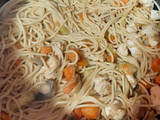 Espaguetis con verduras y soja