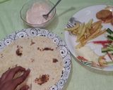 A picture of step 1 of Nuggets wrap (3 layer).