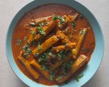 A picture of step 7 of Shegvani (Drumstick bhaji).