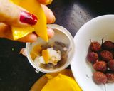 A picture of step 1 of Lychee Mango Smoothie.