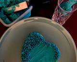Heart Shaped Mini Cake with Blue Buttercream Hydrangeas & Colorful Chocolate Flowers recipe step 9 photo