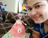 A picture of step 7 of Barbie doll cake.