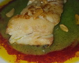 Foto del paso 6 de la receta: Bacalao skrei en salsa de naranja sanguina y puré de calabacín