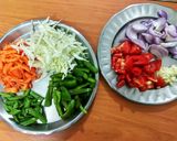 A picture of step 1 of Chicken Thukpa- Nepali style.