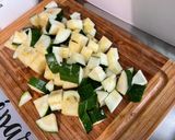 Une image de l'étape 7 de Poulet mariné grillé aux poivrons et courgette.