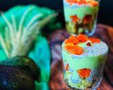 A picture of step 3 of - Avocado Milkshake with chia seeds,Layered with Papayas & Vanilla Sponge Cake.