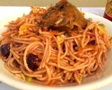 A picture of step 8 of Beetroot Stirfried Pasta.