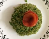 A picture of step 4 of Hariyali pulav.