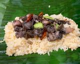 Foto langkah ke 4 dari resep Nasi bakar cumi asin + petai.
