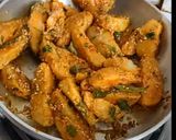A picture of step 2 of Masala potato garnish with onion flower stalk.
