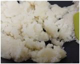 A picture of step 2 of Kesar Coconut Burfi.