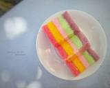 Rainbow cake versi tumpuk langkah memasak 7 foto