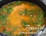 A picture of step 8 of Daal Maat (Amaranthus and Red Lentils).