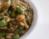 Foto del paso 11 de la receta: Risotto verde de guisantes y espárragos con panceta