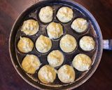 A picture of step 5 of California Farm made Sour Cream, Cold Smoked Salmon and Potato Poffertjes.