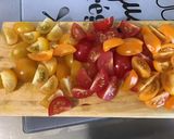 Une image de l'étape 7 de Melons aux crevettes, tomates cerises et bleu d'Auvergne.