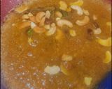 A picture of step 4 of Moong halwa surprise with custard & cookies.
