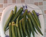 A picture of step 1 of Lady finger bhujia.