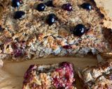 A picture of step 3 of Healthy flapjacks with chia seeds, fruit and peanut butter.