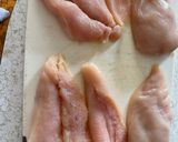 A picture of step 1 of Less saucy chicken Parmesan.