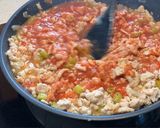 A picture of step 6 of Chicken Enchiladas with Pickled Peppers.