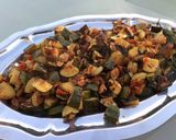 Une image de l'étape 11 de Courgettes au jambon, poivron, tomates, abricots secs et citron confit.