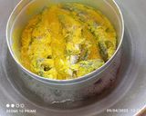 A picture of step 4 of Bhapa Parshe/ steamed parshe fish in mustard gravy.