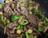 A picture of step 5 of Beef in gravy sauce over rice.
