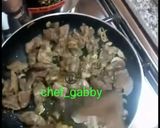 A picture of step 2 of Goatmeat stir fry.