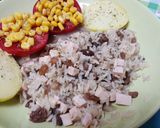 Foto del paso 1 de la receta Arroz con champiñones, pavo, patata y tomate