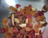 A picture of step 1 of Christmas special heart shape eggless plum cake.