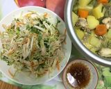 Hình bước làm 5 của món Gỏi gà rau mùi trộn bắp cải