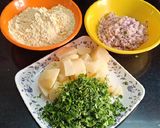 A picture of step 1 of Crispy Aloo besan tikki.
