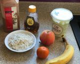 A picture of step 1 of Poha curd with honey and fruits.