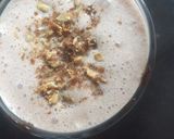 A picture of step 6 of Oats & Strawberry Milkshake with caramelized sunflower seeds.