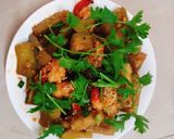 Hình bước làm 2 của món Cà tím xào tôm