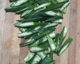 A picture of step 1 of Mom's special kurkuri bhindi.