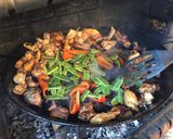A picture of step 4 of Paella with Vegetables and Meat.
