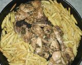 A picture of step 6 of Oven Baked Chicken and fries.