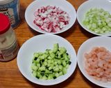 A picture of step 1 of Shrimp Salad with Celery, Cucumber, and Radish.