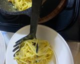 A picture of step 8 of Italian Carbonara.