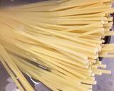 A picture of step 3 of Bucatini Carbonara.