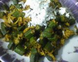A picture of step 11 of Coconut  okra.