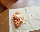 Kukoricás - paradicsomos csirkemellel töltött rétes lap recept fázis 5 fotója