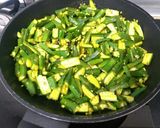 A picture of step 2 of Masala Bhindi fry.