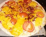 A picture of step 2 of My burger pizza.